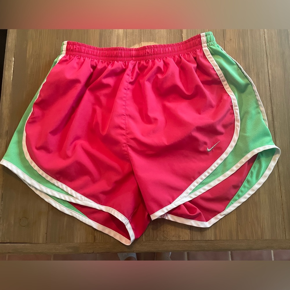 Pink and Green Nike Running Shorts. Size small.